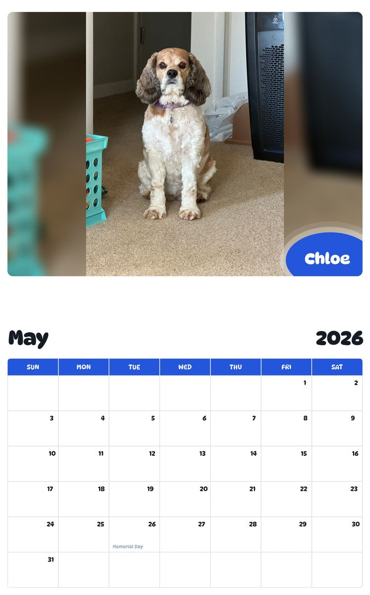 2026 - 2027 Chloe - Pawidols Pet Calendar