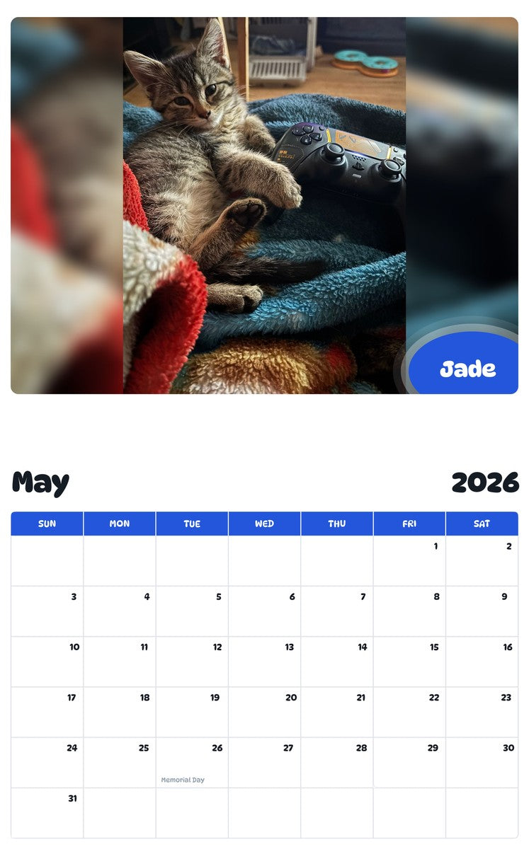 2026 - 2027 Jade - Pawidols Pet Calendar