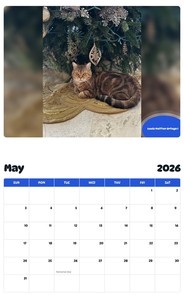2026 - 2027 Louis Vuitton Ortega I - Pawidols Pet Calendar
