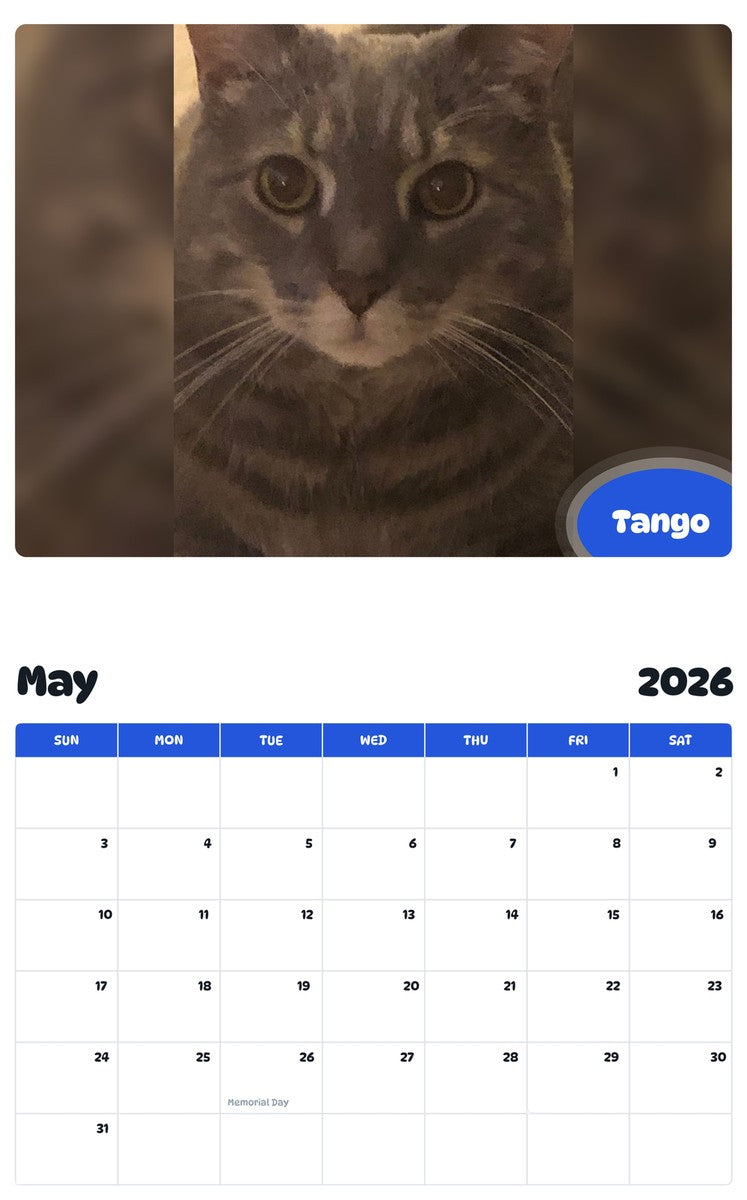 2026 - 2027 Tango - Pawidols Pet Calendar