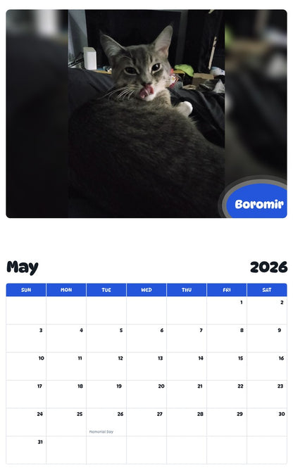 2026 - 2027 Boromir - Pawidols Pet Calendar