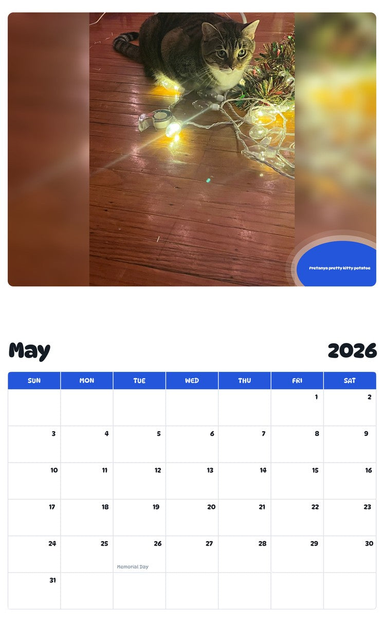 2026 - 2027 Pretanya pretty kitty potatoe - Pawidols Pet Calendar