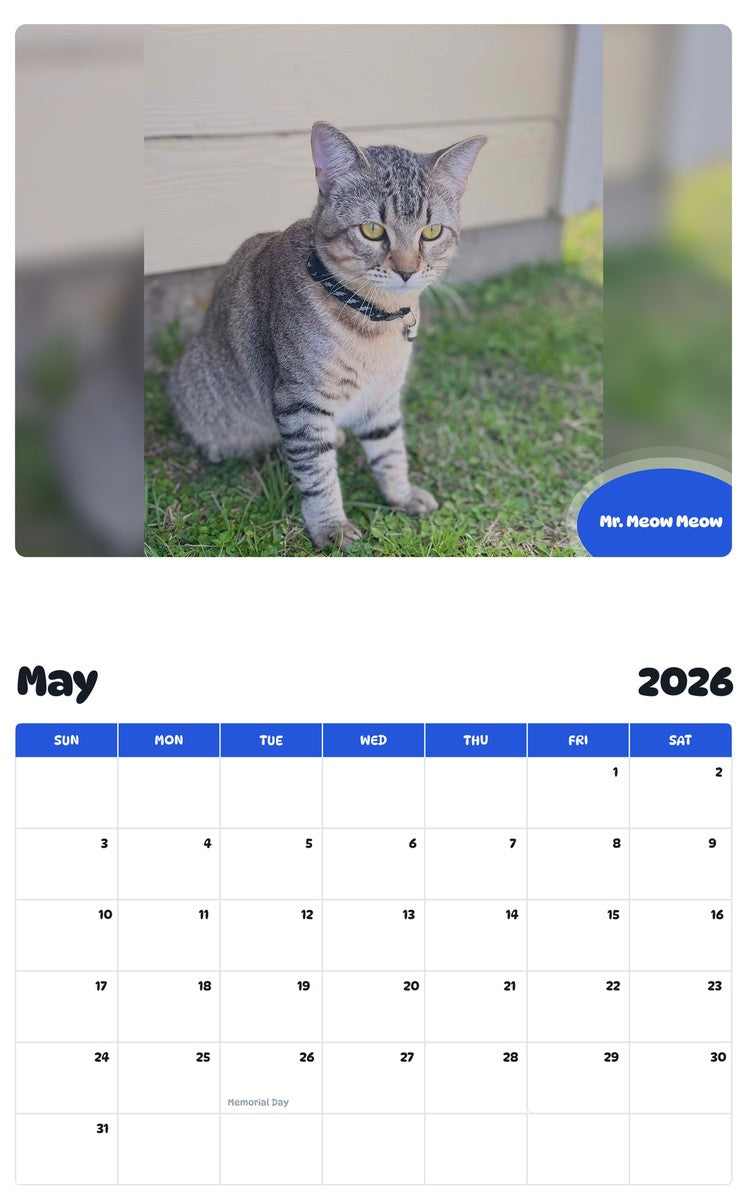 2026 - 2027 Mr. Meow Meow - Pawidols Pet Calendar