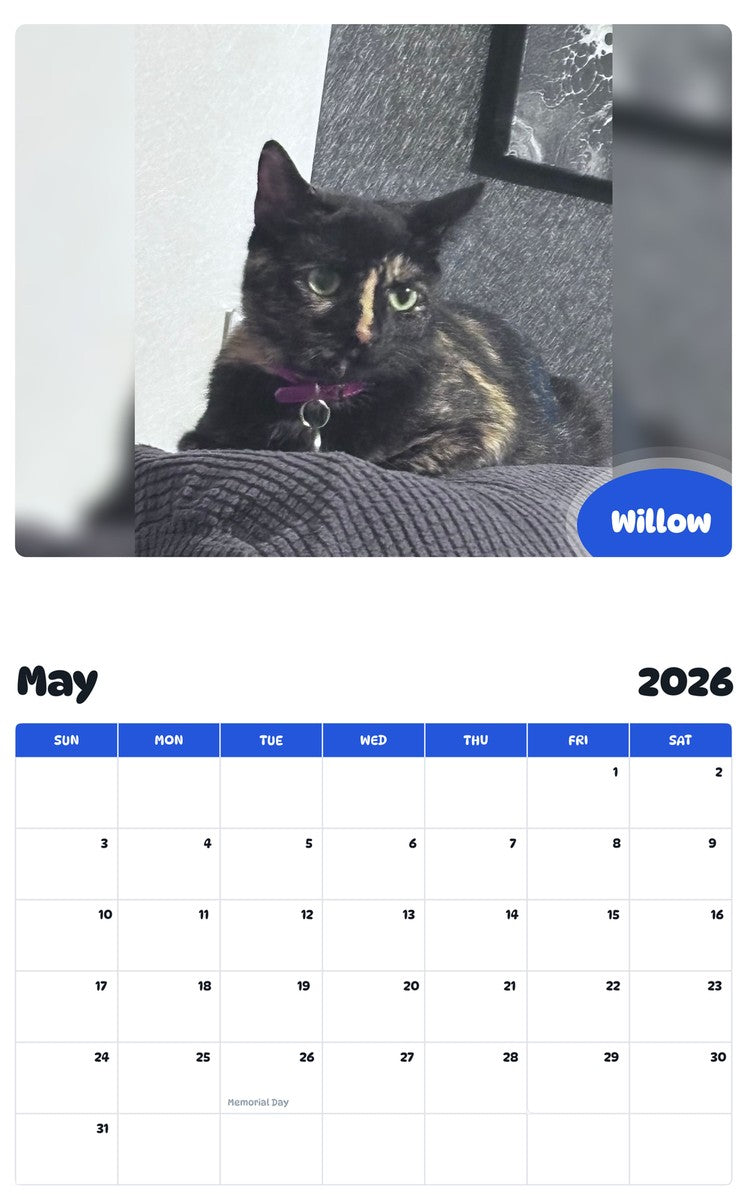 2026 - 2027 Willow - Pawidols Pet Calendar
