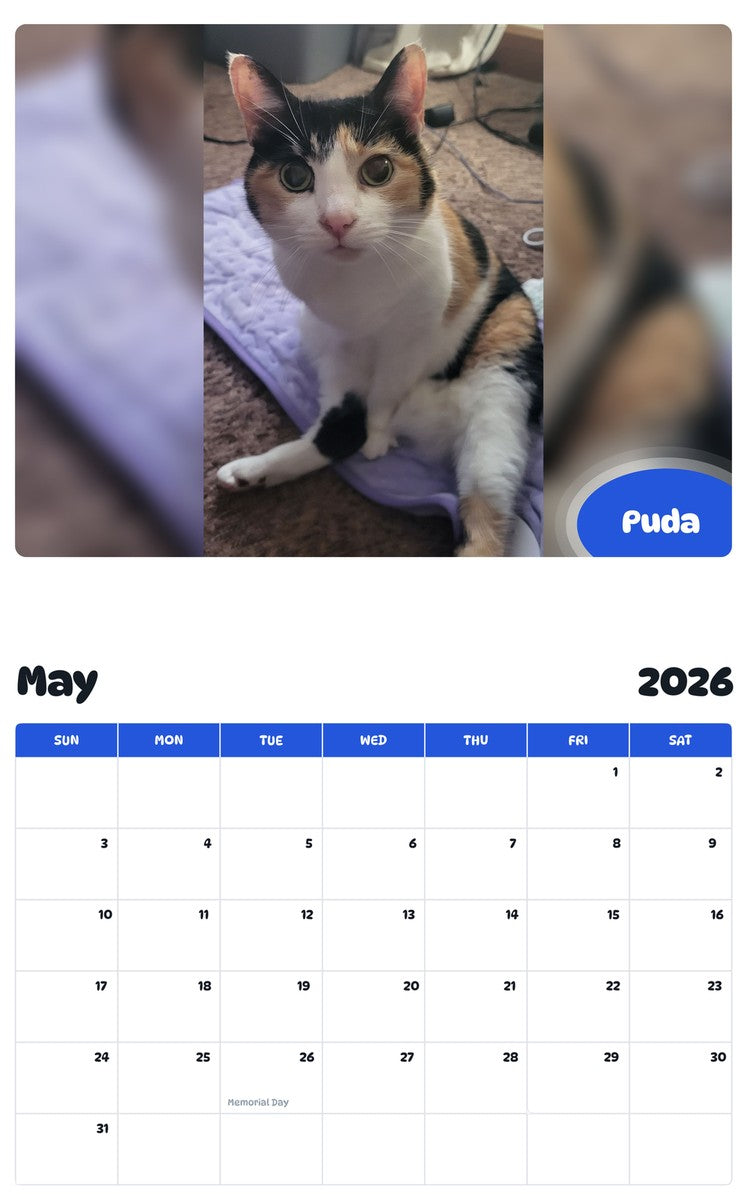 2026 - 2027 Puda - Pawidols Pet Calendar