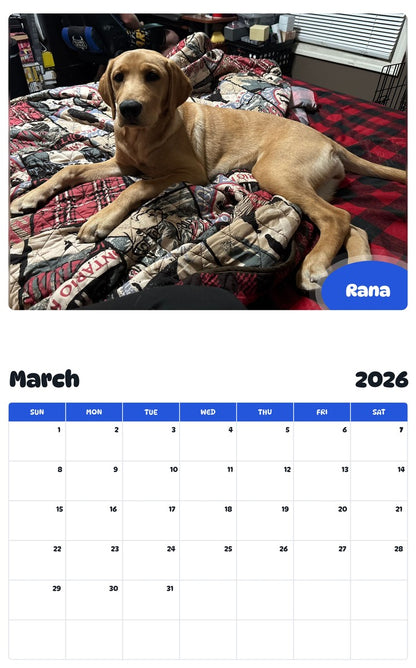 November 2025 - October 2026 Rana - Pawidols Pet Calendar