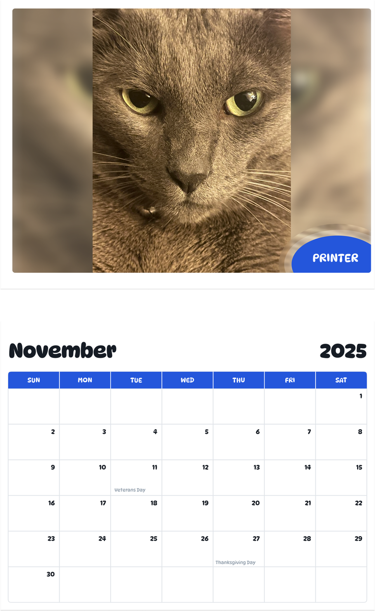 July 2025 - June 2026 Printer - Pawidols Pet Calendar