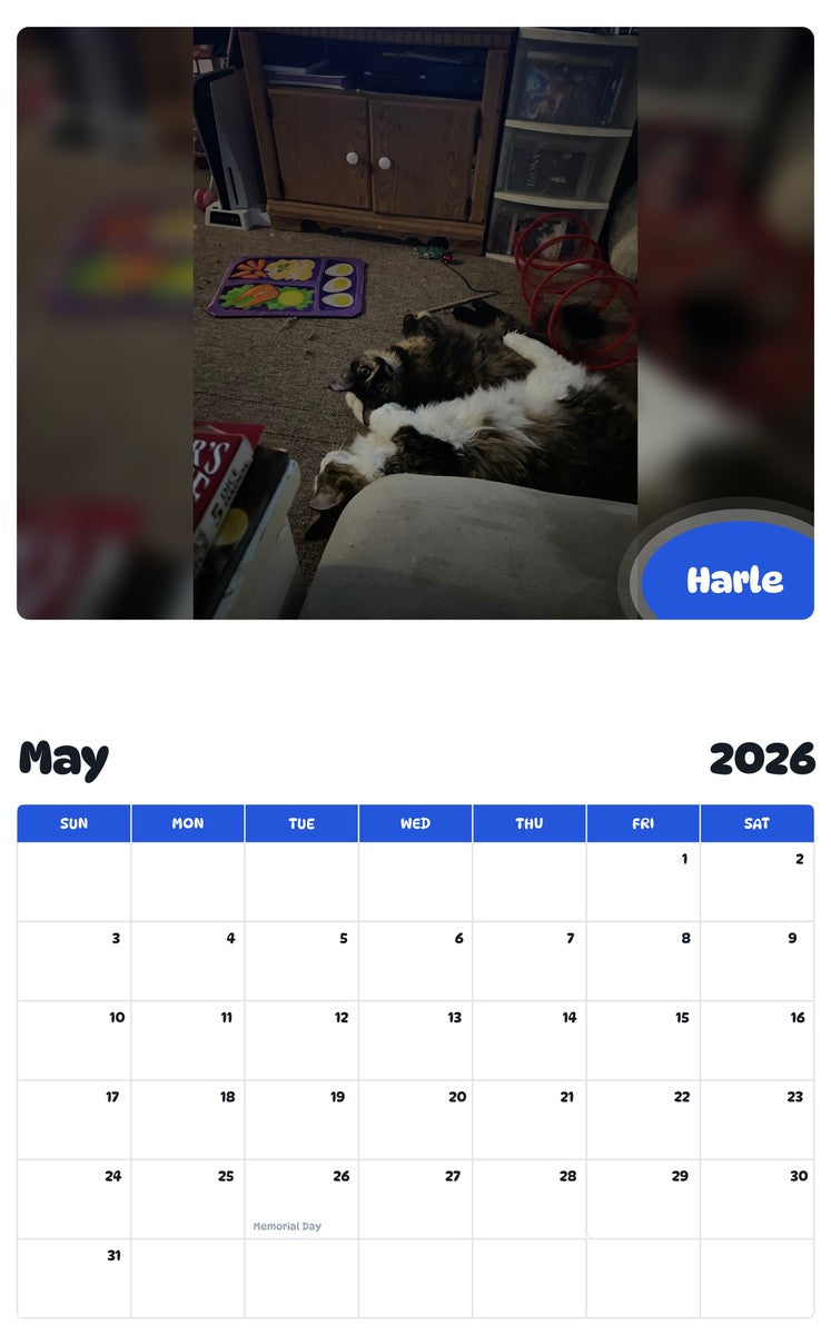 2026 - 2027 Harle - Pawidols Pet Calendar