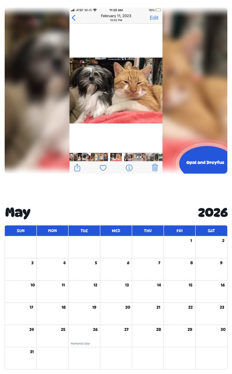 2026 - 2027 Opal and Dreyfus - Pawidols Pet Calendar