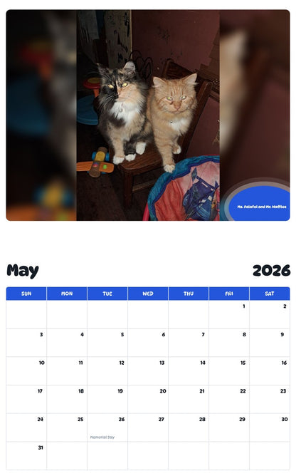 2026 - 2027 Ms. Falafel and Mr. Waffles - Pawidols Pet Calendar