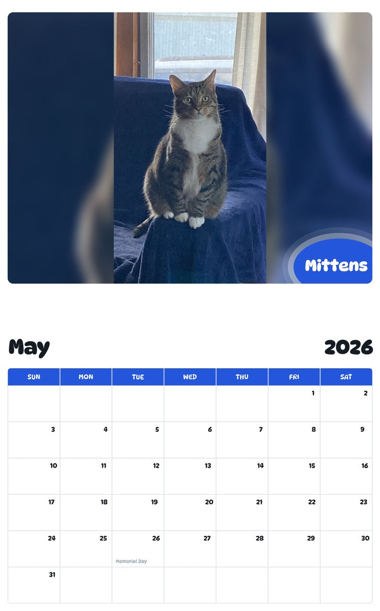 2026 - 2027 Mittens - Pawidols Pet Calendar