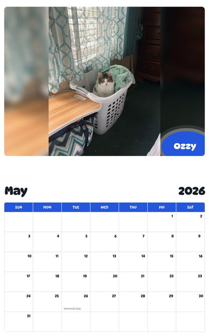 2026 - 2027 Ozzy - Pawidols Pet Calendar