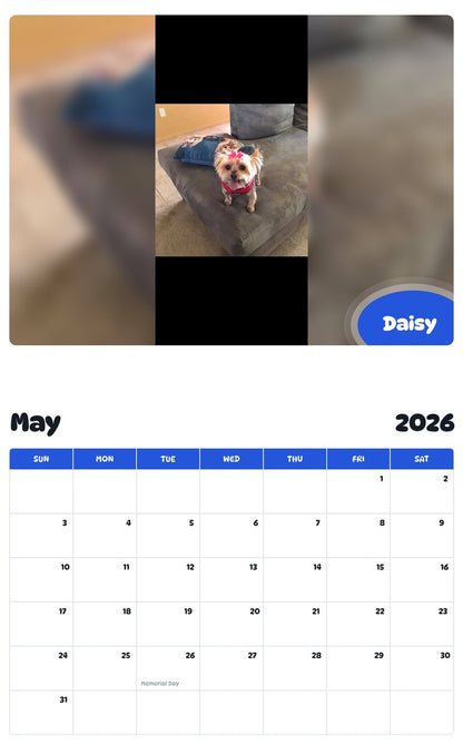 2026 - 2027 Daisy - Pawidols Pet Calendar