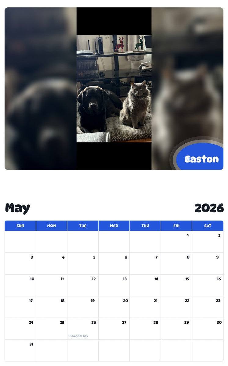 2026 - 2027 Easton - Pawidols Pet Calendar