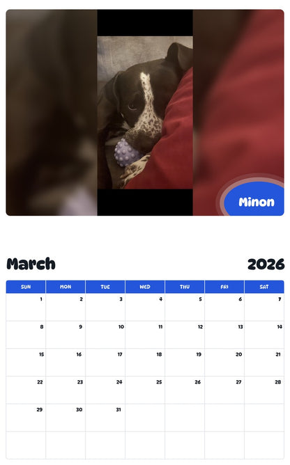 November 2025 - October 2026 Minon - Pawidols Pet Calendar