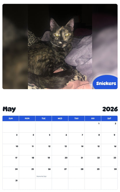 2026 - 2027 Snickers - Pawidols Pet Calendar