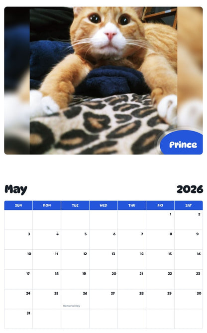 2026 - 2027 Prince - Pawidols Pet Calendar