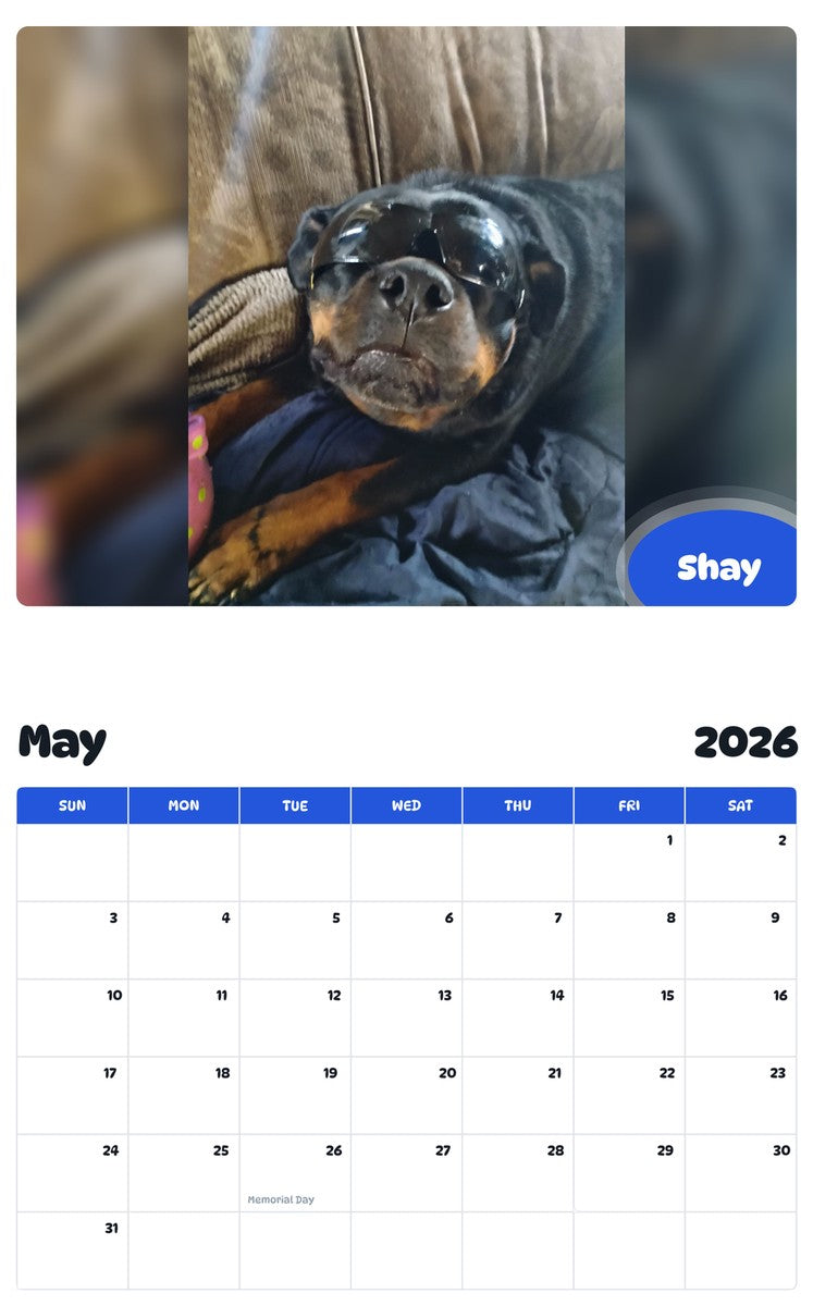2026 - 2027 Shay - Pawidols Pet Calendar