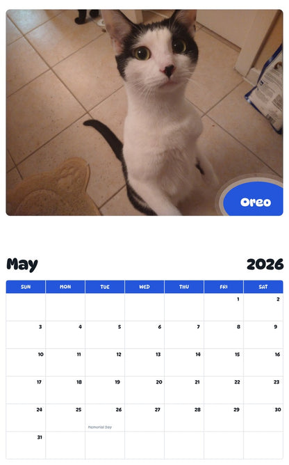 2026 - 2027 Oreo - Pawidols Pet Calendar