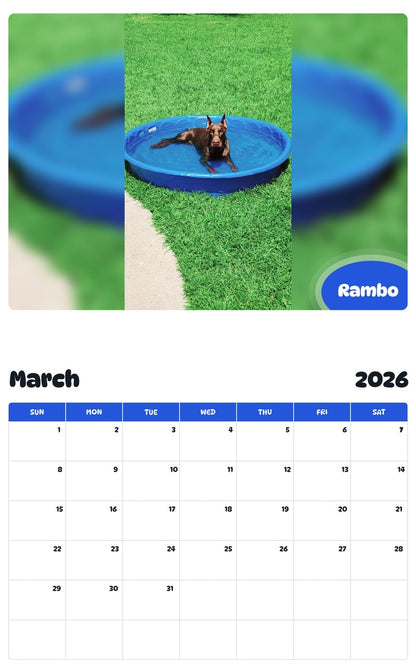 November 2025 - October 2026 Rambo - Pawidols Pet Calendar