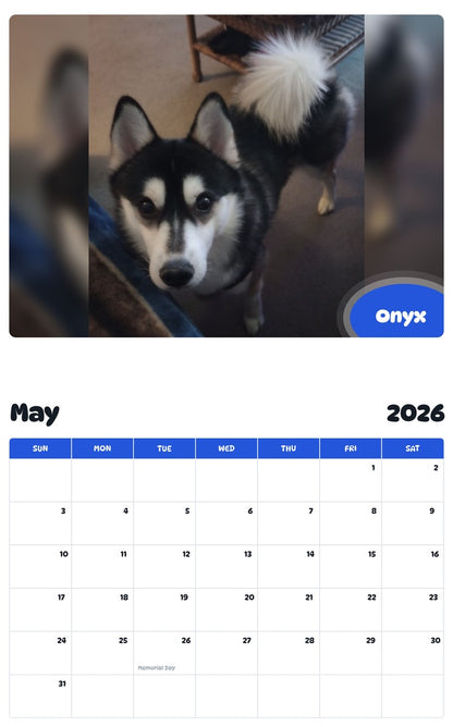 2026 - 2027 Onyx - Pawidols Pet Calendar