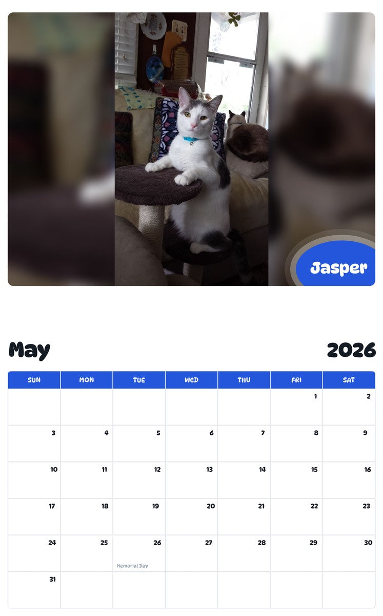 2026 - 2027 Jasper - Pawidols Pet Calendar