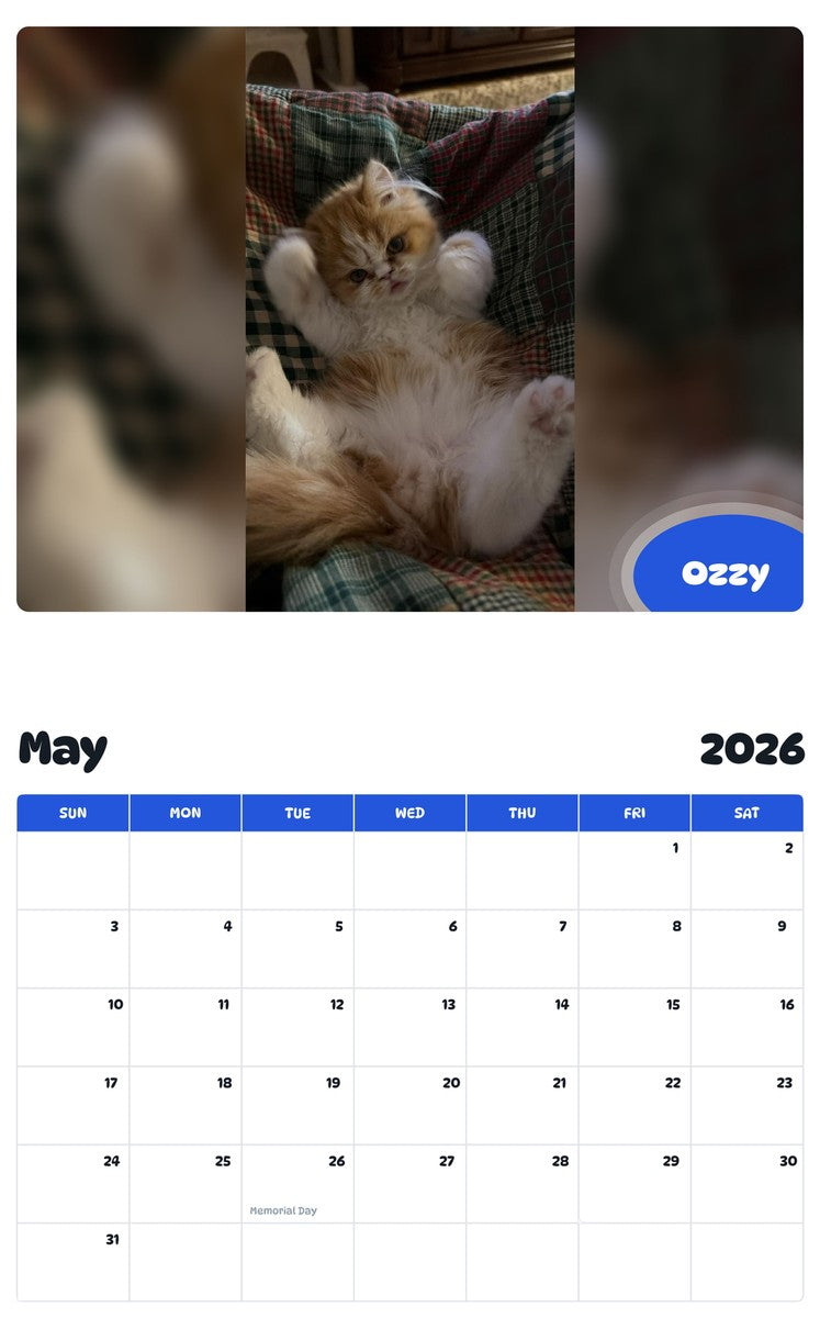 2026 - 2027 Ozzy - Pawidols Pet Calendar