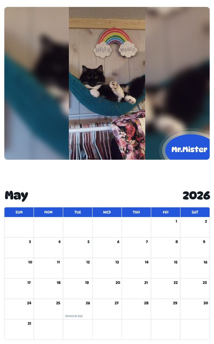 2026 - 2027 Mr.Mister - Pawidols Pet Calendar