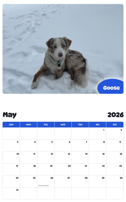 2026 - 2027 Goose - Pawidols Pet Calendar