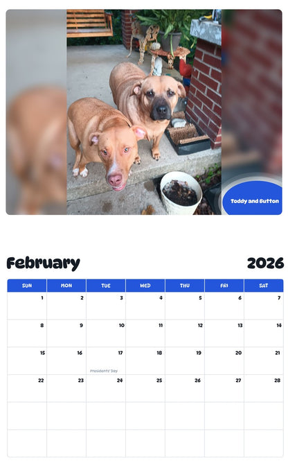 October 2025 - September 2026 Toddy and Button - Pawidols Pet Calendar
