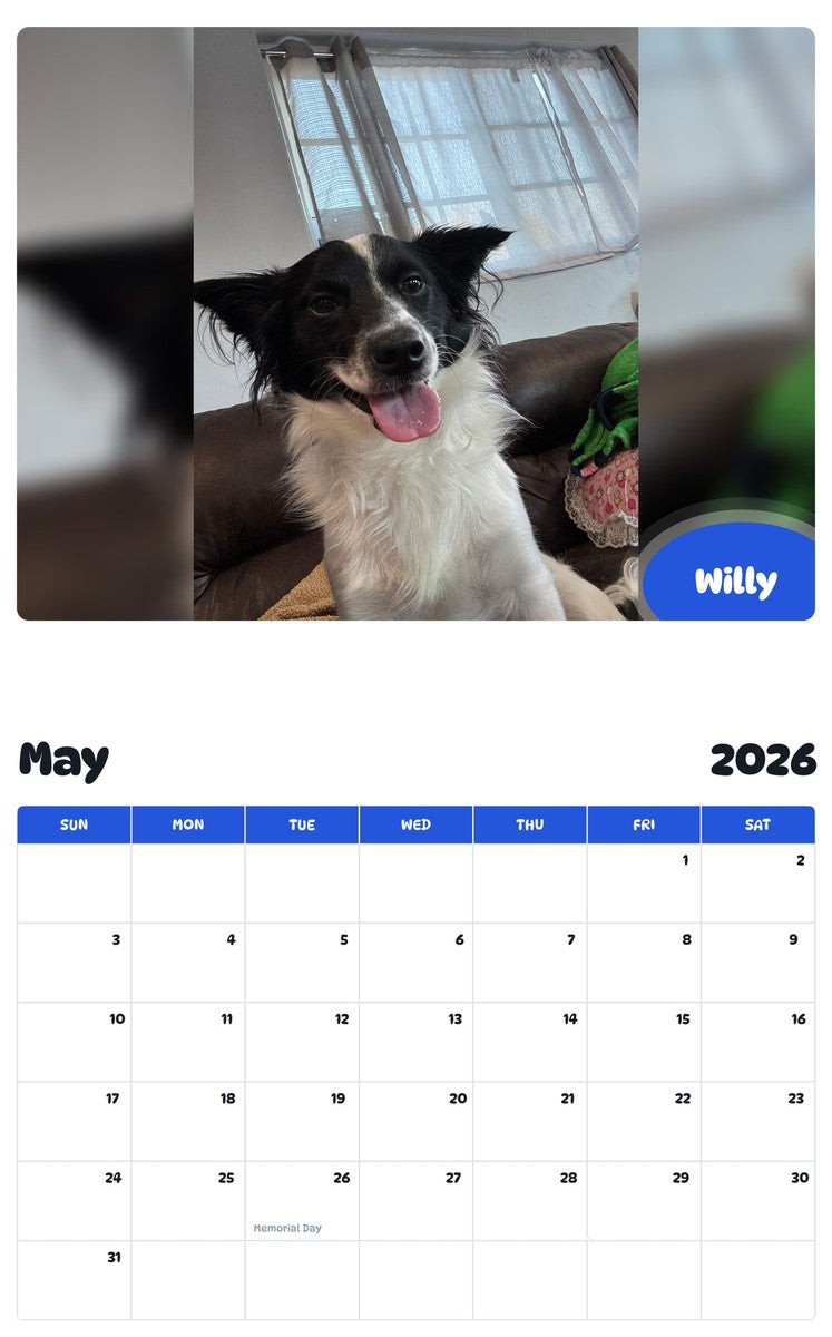 2026 - 2027 Willy - Pawidols Pet Calendar