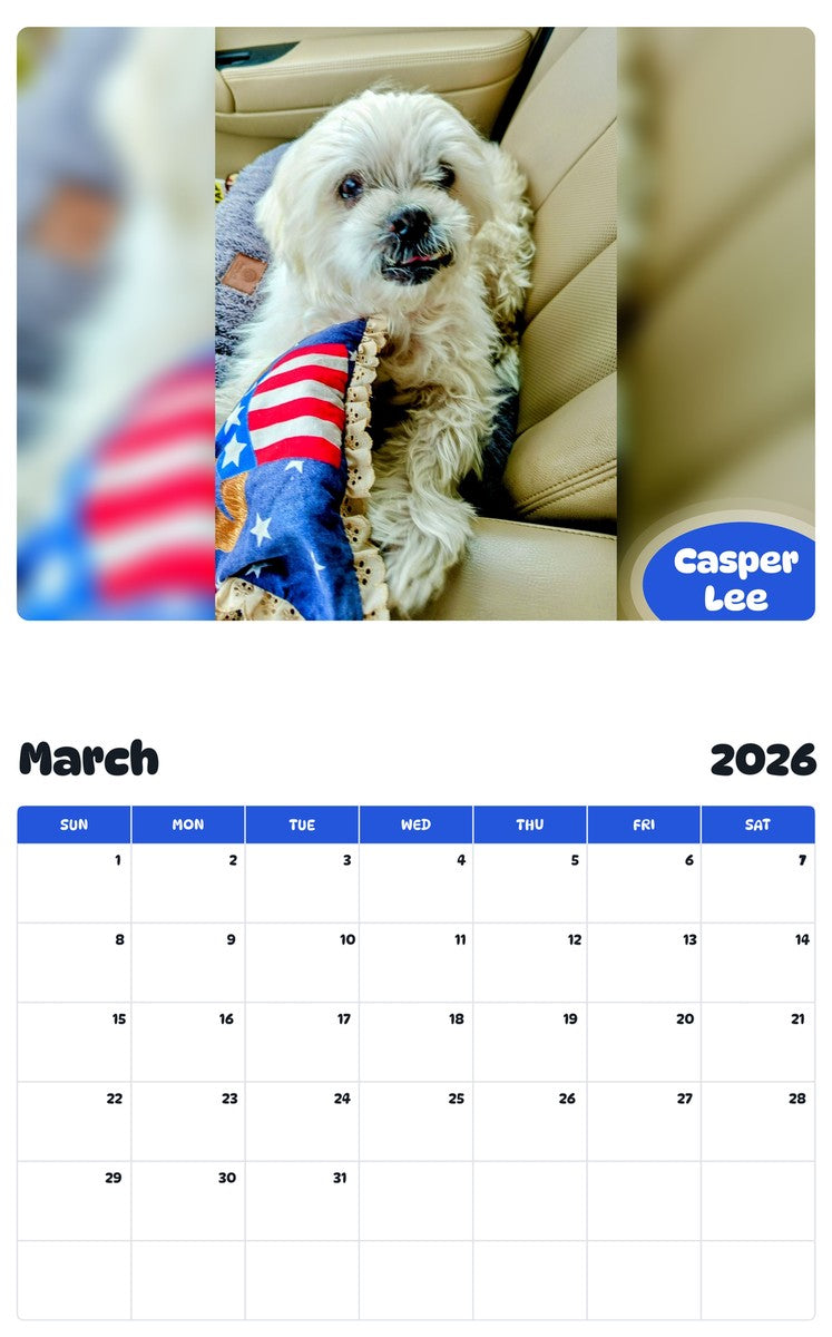 November 2025 - October 2026 Casper Lee - Pawidols Pet Calendar