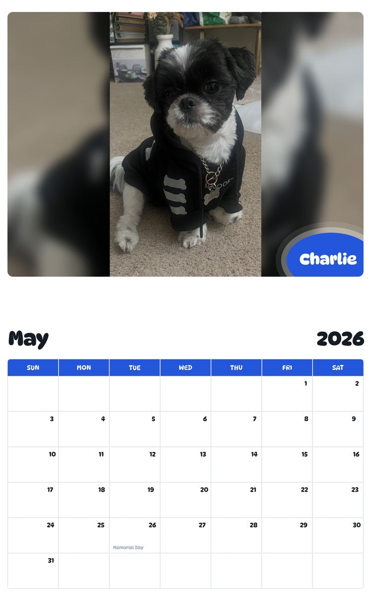 2026 - 2027 Charlie - Pawidols Pet Calendar