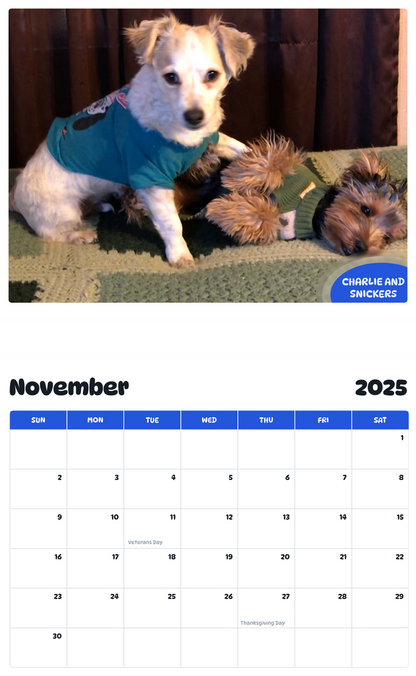 July 2025 - June 2026 Charlie and snickers - Pawidols Pet Calendar