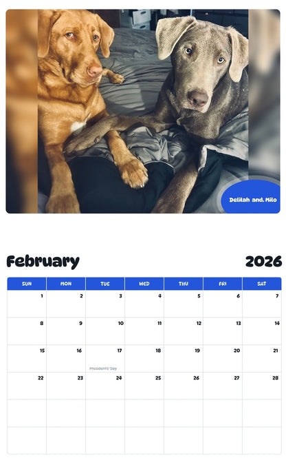 October 2025 - September 2026 Delilah  and. Milo - Pawidols Pet Calendar