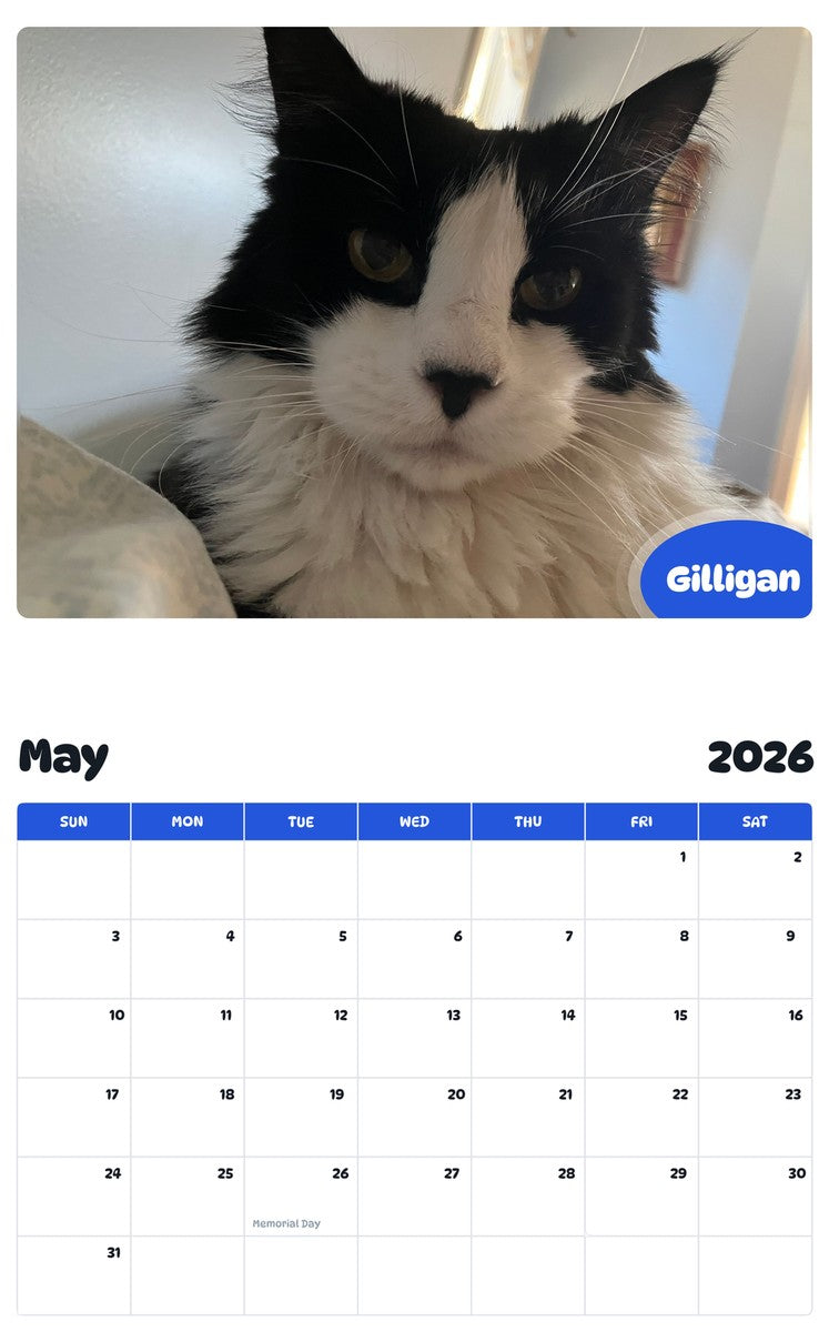 2026 - 2027 Gilligan - Pawidols Pet Calendar