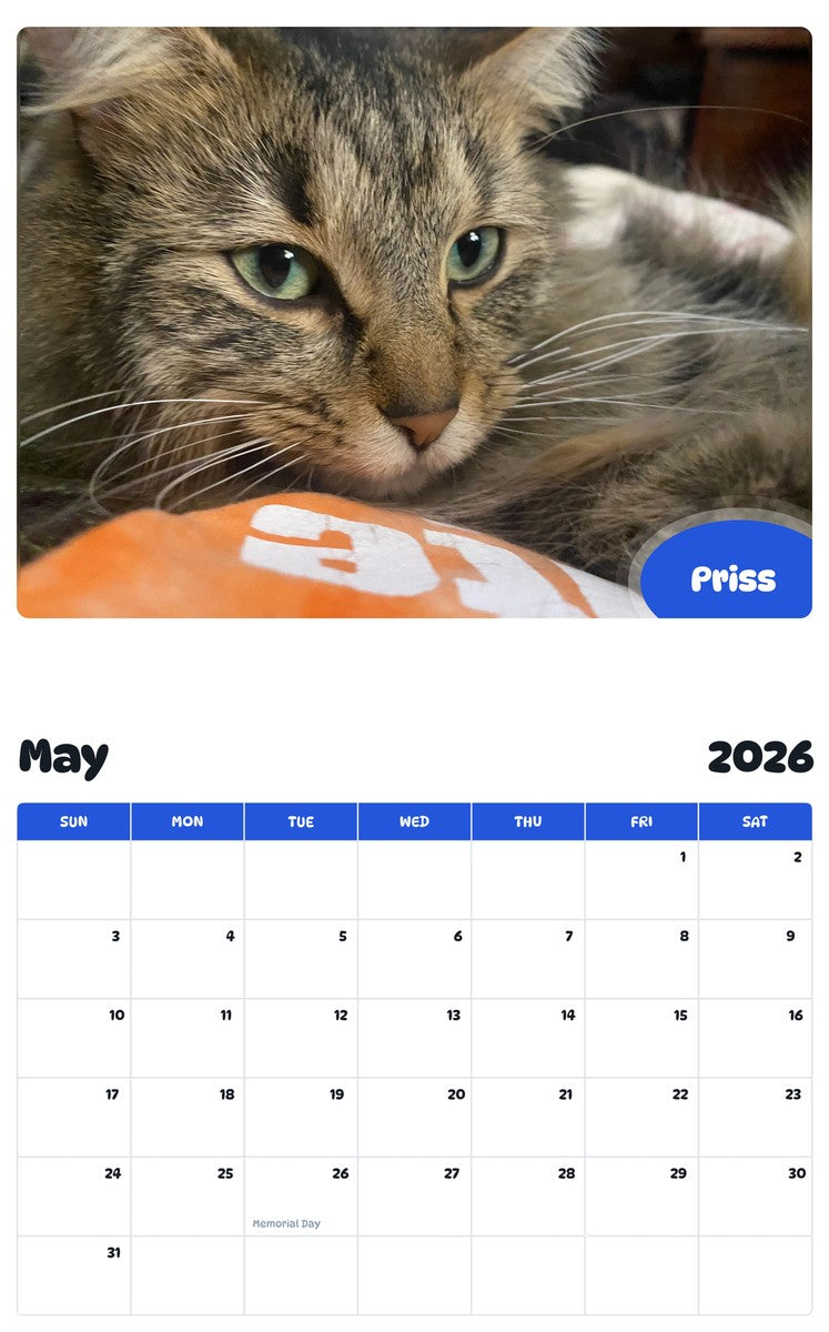 2026 - 2027 Priss - Pawidols Pet Calendar