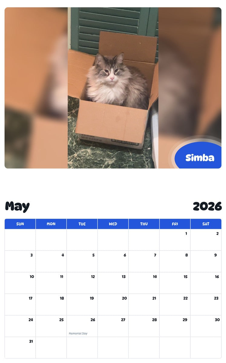 2026 - 2027 Simba - Pawidols Pet Calendar