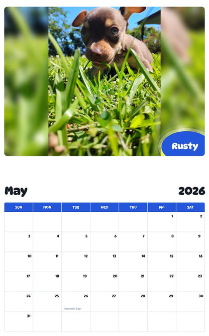 2026 - 2027 Rusty - Pawidols Pet Calendar