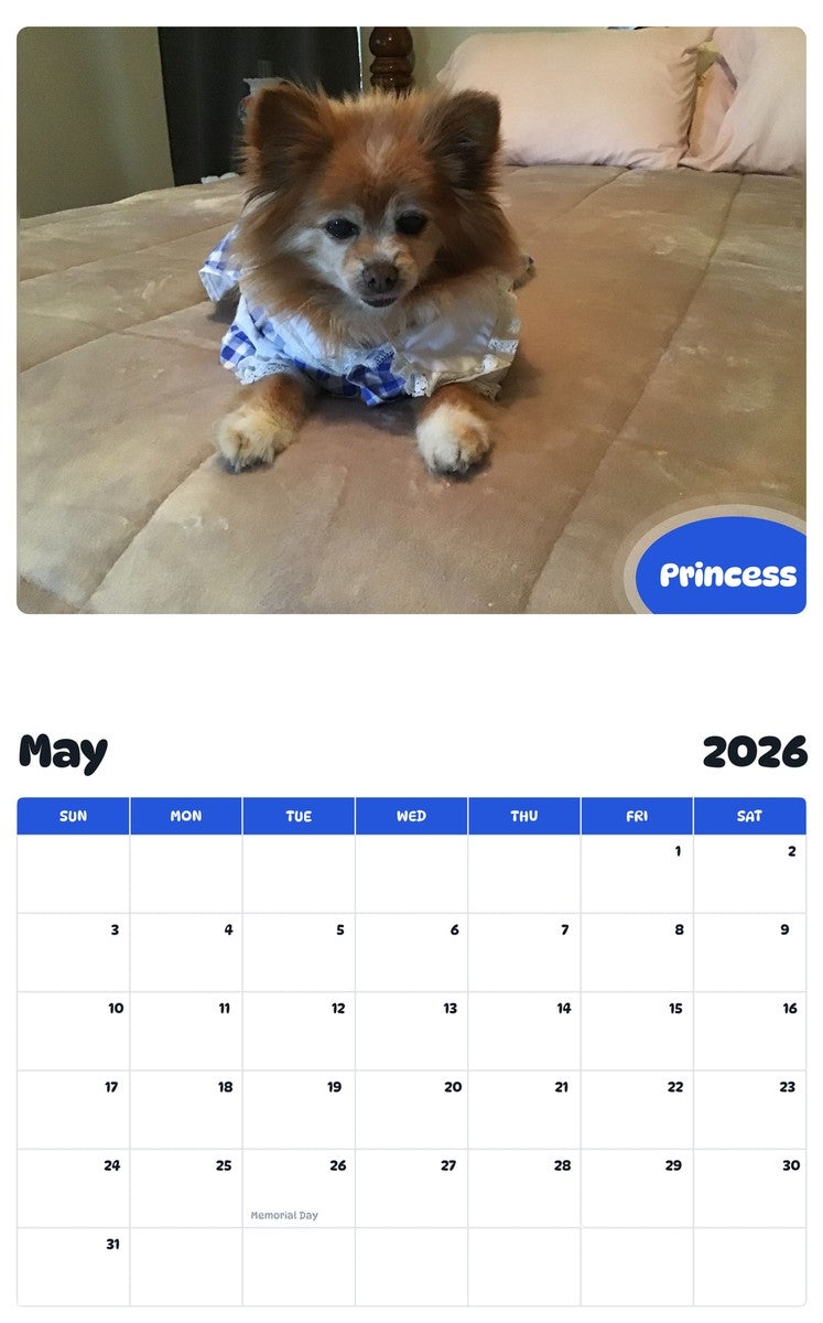 2026 - 2027 Princess - Pawidols Pet Calendar