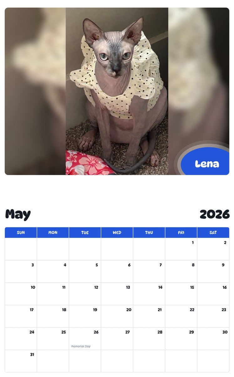 2026 - 2027 Lena - Pawidols Pet Calendar