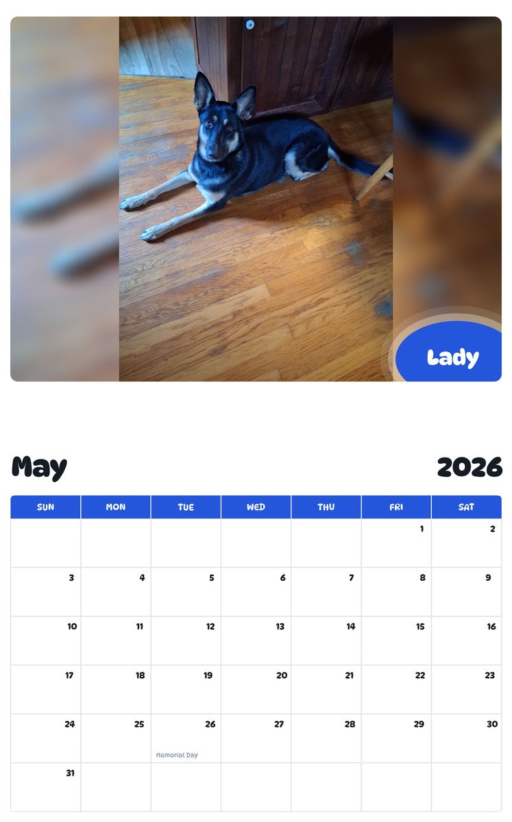 2026 - 2027 Lady - Pawidols Pet Calendar
