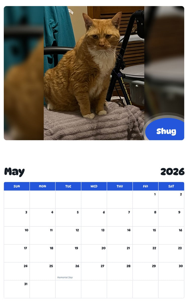 2026 - 2027 Shug - Pawidols Pet Calendar