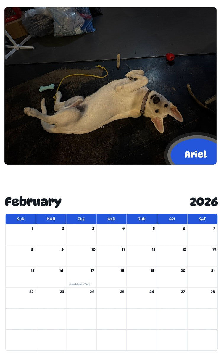 October 2025 - September 2026 Ariel - Pawidols Pet Calendar