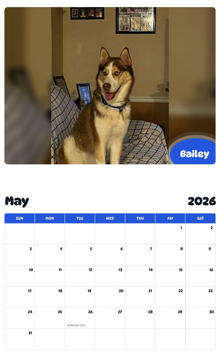 2026 - 2027 Bailey - Pawidols Pet Calendar