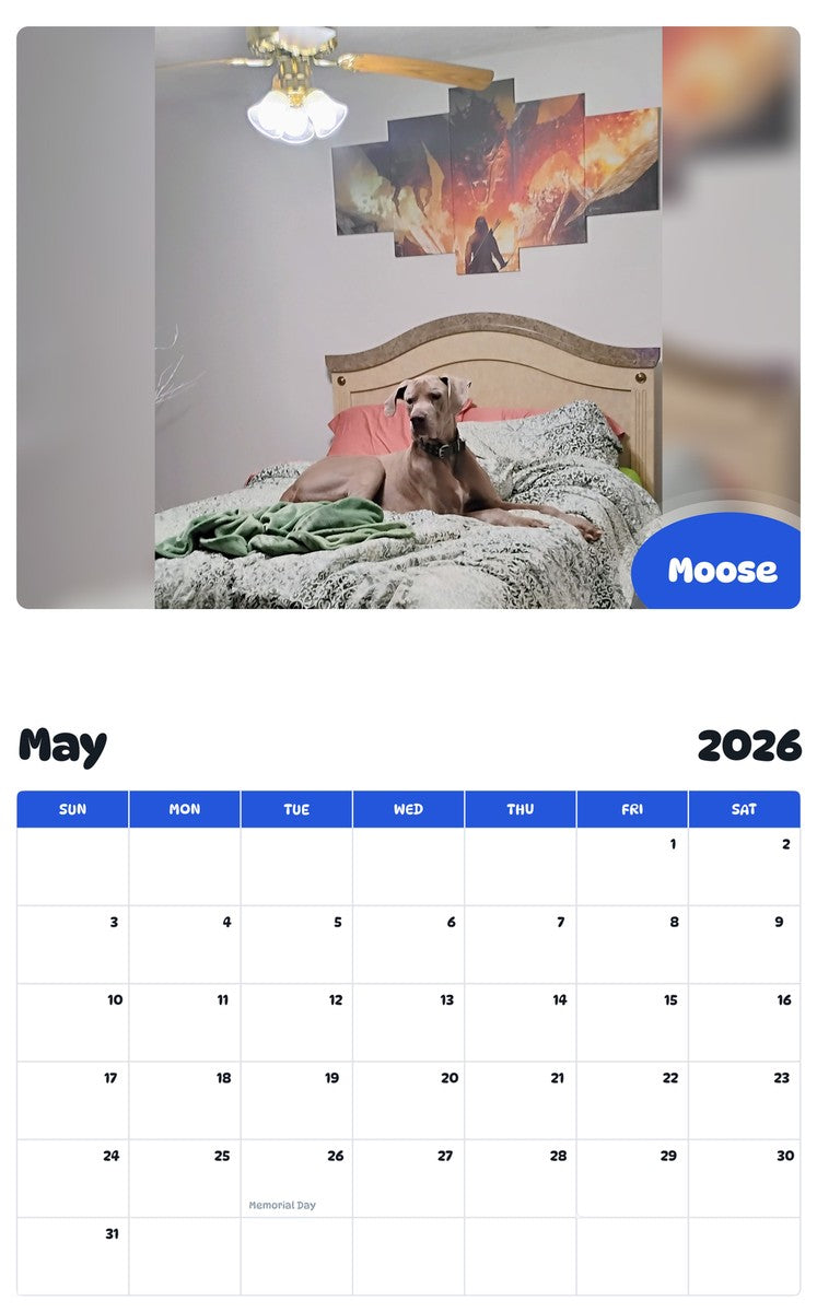 2026 - 2027 Moose - Pawidols Pet Calendar