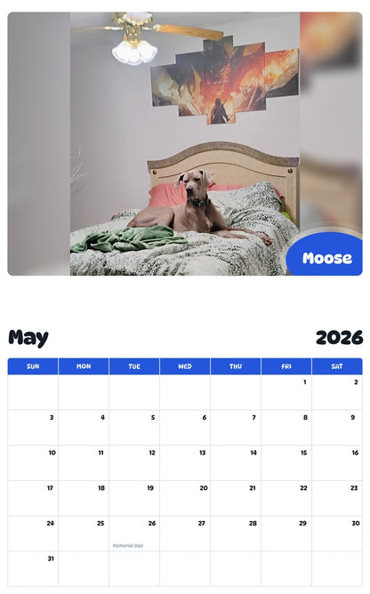 2026 - 2027 Moose - Pawidols Pet Calendar
