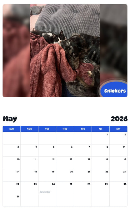 2026 - 2027 Snickers - Pawidols Pet Calendar