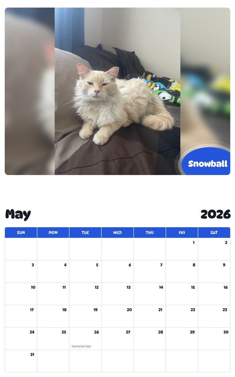 2026 - 2027 Snowball - Pawidols Pet Calendar