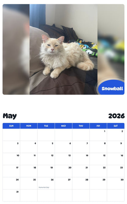 2026 - 2027 Snowball - Pawidols Pet Calendar